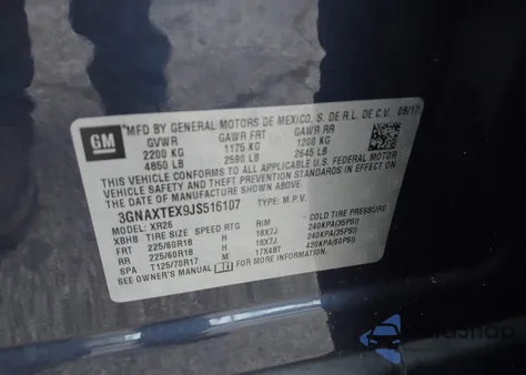 2018 Chevrolet Equinox Lt from USA, damaged, VIN 3GNAXTEX9JS516107